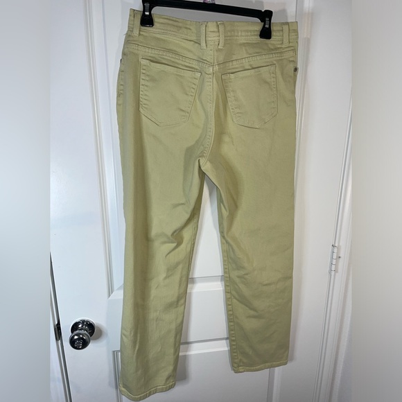 Gloria Vanderbilt Cotton Spandex Amanda Yellow Splashy Logo Pockets Pants Sz 12 - Picture 2 of 15